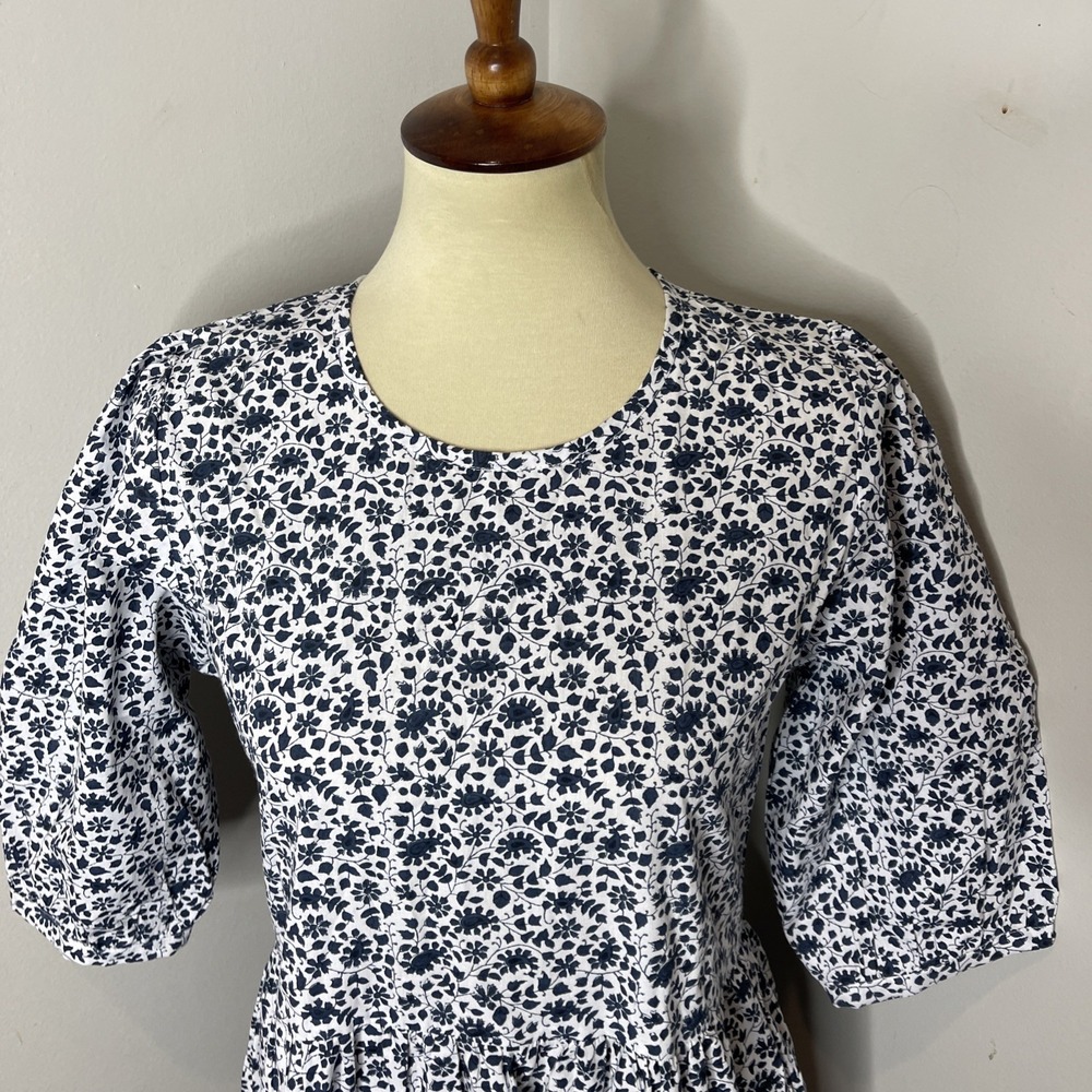 SZ Blockprints Cotton Orti Dress in Blue Floral Small S - Picture 7 of 10